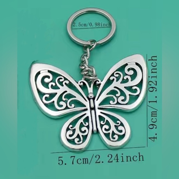 3/$12 Vintage Silver Butterfly Cutout Keychain - Picture 5 of 5